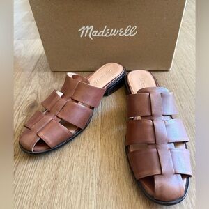 Madewell Fisherman Mules in Etrusco Leather Apple Butter Brown Size 7.5